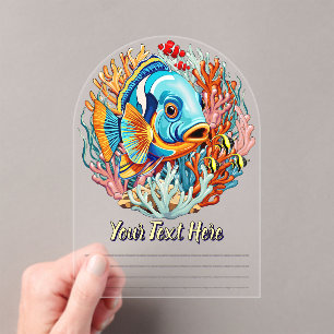 Invitations En Acrylique Poissons Tropicaux Couleurs Vives Ambiance Été