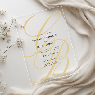 Invitations En Acrylique Police de caractères minimaliste Monogramme   Élég