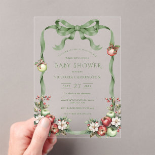 Invitations En Acrylique Pomme de Nos Yeux Élégante Baby Shower