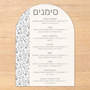 Invitations En Acrylique Pomme grise Simanim Rosh Hashana grenade