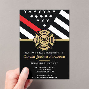 Invitations En Acrylique Pompiers Pompiers Retraite