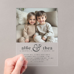 Invitations En Acrylique Portrait conjoint d'invitation d'anniversaire