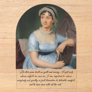Invitations En Acrylique Portrait de Jane Austen + citation