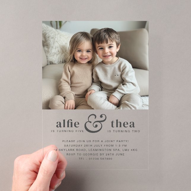 Invitations En Acrylique Portrait d'invitation d'anniversaire conjoint (In situ (ordinateur de poche))
