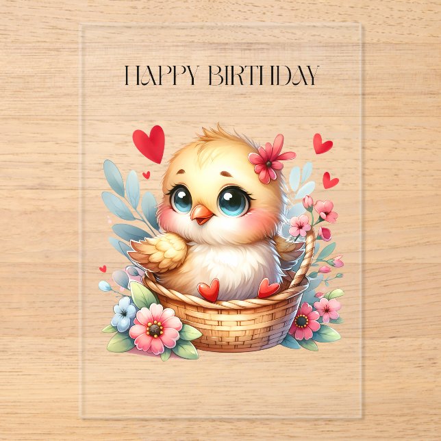 Invitations En Acrylique Poulet de naissance mignon. (Recto)