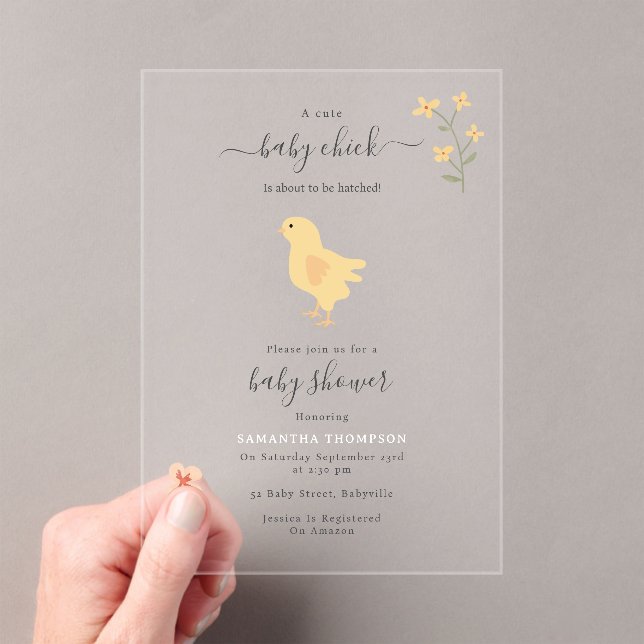 Invitations En Acrylique Poulets mignons Poulets Baby shower à éclos (In situ (ordinateur de poche))