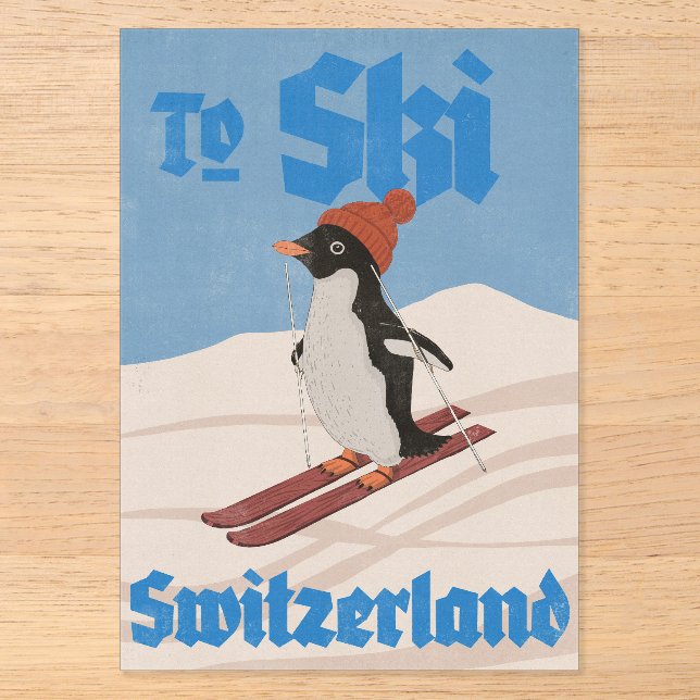 Invitations En Acrylique Pour skier en Suisse (Recto)