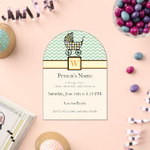 Invitations En Acrylique Poussette blocs bébé sous la douche