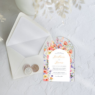 Invitations En Acrylique Prairie Florale Flirteuse   Mariage d'Été