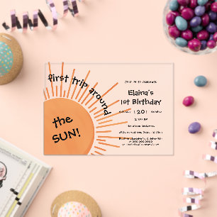 Invitations En Acrylique Premier tour autour du Soleil 1er anniversaire Hor