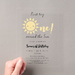 Invitations En Acrylique Premier Voyage Autour Du Soleil Mignon 1er Anniver
