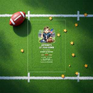 Invitations En Acrylique Première année de football bas 1er anniversaire fê