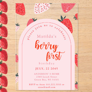 Invitations En Acrylique Première fête d'anniversaire de Berry 1ère Arche d