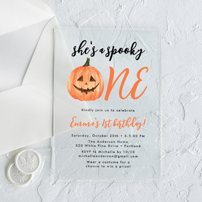 Invitations En Acrylique Première fête d'anniversaire de Spooky One (Créateur téléchargé)