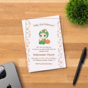 Invitations En Acrylique Première fête d'Halloween Bébé joli dragon dinosau