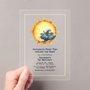 Invitations En Acrylique Première tournée autour du Soleil Fête d'anniversa