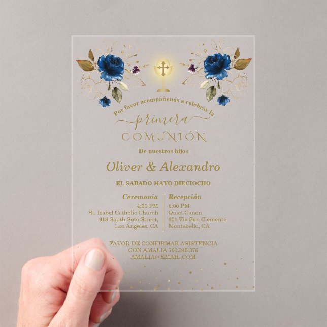 Invitations En Acrylique  Primera Comunión Boys Twin First Holy Communion (In situ (ordinateur de poche))