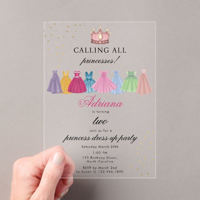 Invitations En Acrylique Princess Dresses Fairytale Dress Up Girl Anniversa (In situ (ordinateur de poche))