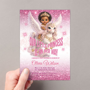 Invitations En Acrylique Princesse africaine sur licorne Fête de naissance