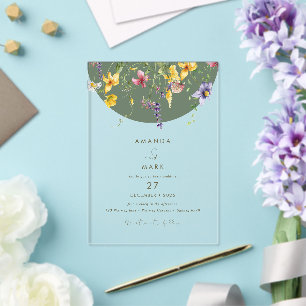 Invitations En Acrylique Printemps Automne Bohème Fleur Sauvage Floraison F