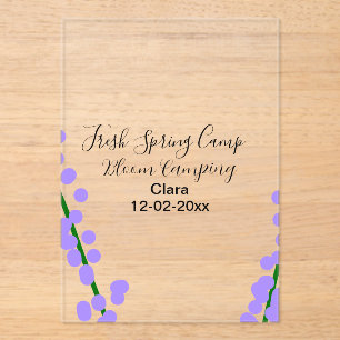 Invitations En Acrylique Printemps frais camping fleurs de lavande nom date