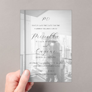 Invitations En Acrylique Priscilla Mariage classique Enregistrer la date