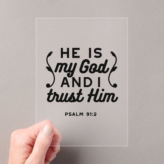Invitations En Acrylique Psalm 91:2 – Trust in God Christian Bible Verse (In situ (ordinateur de poche))