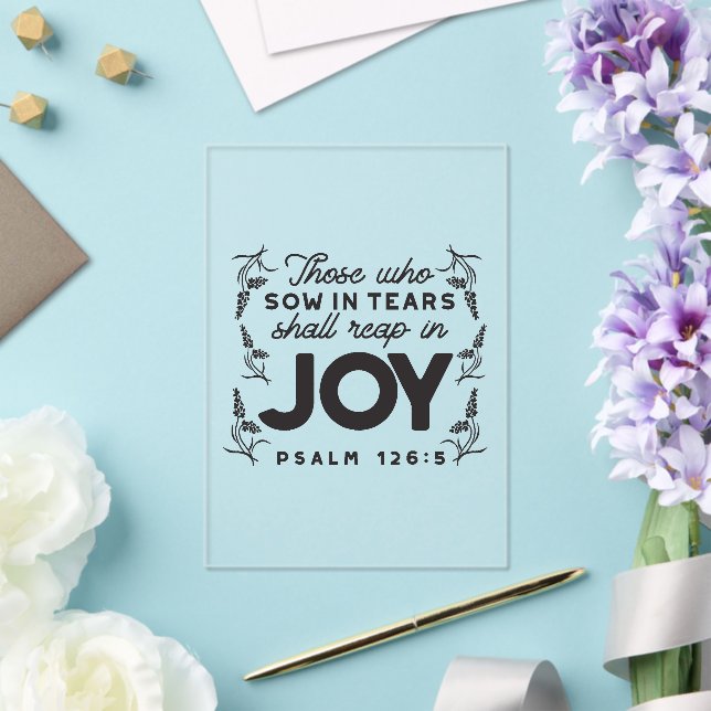 Invitations En Acrylique Psaume 126:5 Typographie des Écritures – Moisson d (Insitu (Mariage))