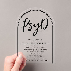 Invitations En Acrylique PsyD Docteur De Psychologie Graduation Party