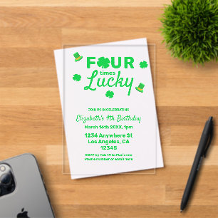 Invitations En Acrylique Quatre fois chanceux 4e anniversaire