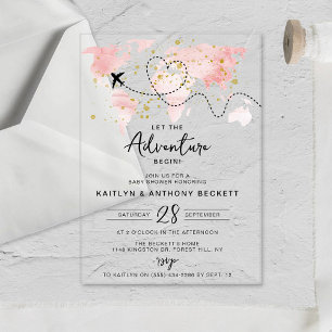 Invitations En Acrylique "Que l'aventure commence !" Carte de voyage Baby S
