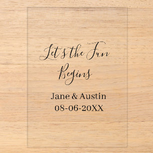 Invitations En Acrylique que le plaisir commence nom couple date simpl