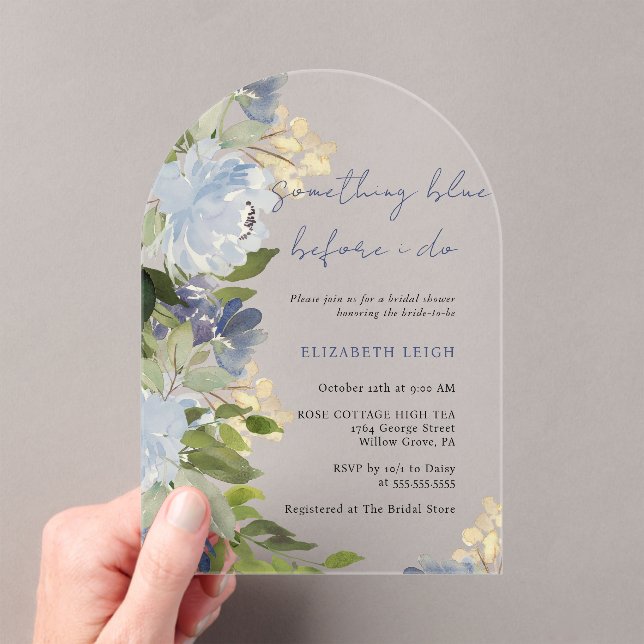 Invitations En Acrylique Quelque chose de bleu avant ma douche de mariage A (In situ (ordinateur de poche))