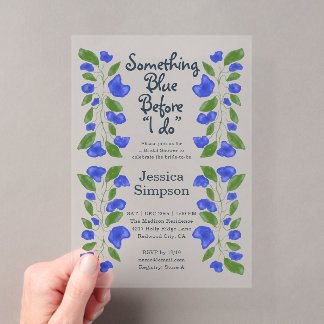Invitations En Acrylique Quelque Chose de Bleu Jardin Floral Cérémonie de M