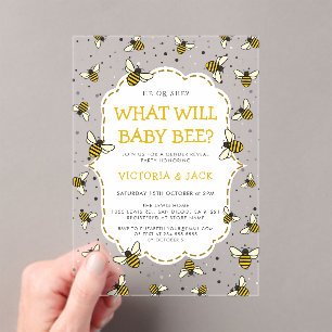 Invitations En Acrylique Qu'est-ce que Baby Bee, mignonne Bee Motif Genre R