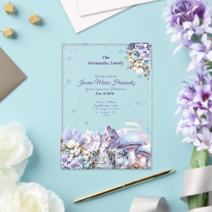 Invitations En Acrylique Quinceañera Conte de Fées Hiver Enchanté