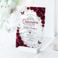 Quinceanera Floral Aquarelle Bourgogne