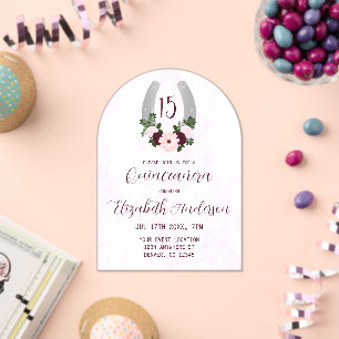 Invitations En Acrylique Quinceanera Floral Western Horseshoe