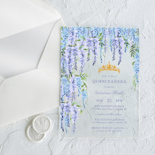 Invitations En Acrylique Quinceañera Florale Élégante