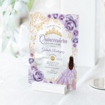Quinceanera Lilac Purple Gold Floral