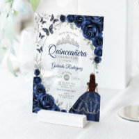 Quinceanera Navy Argent Floral