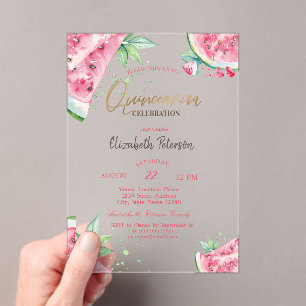 Invitations En Acrylique Quinze ans tropicale pastèque d'été