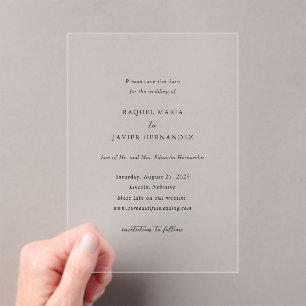 Invitations En Acrylique Raquel Classic Mariage élégant Enregistrer la date