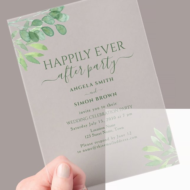 Invitations En Acrylique Réception de mariage au thème eucalyptus (Créateur téléchargé)