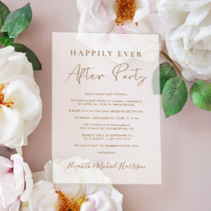Invitations En Acrylique Réception de mariage Chic Gold Script Frosted