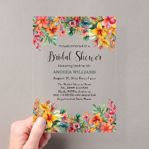Invitations En Acrylique Réception de mariage colorée Luau Hawaïen