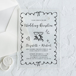 Invitations En Acrylique Réception de mariage dessinée à la main de manière