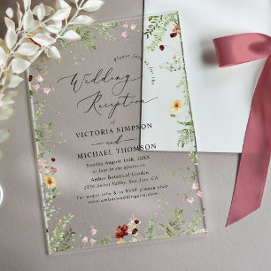 Invitations En Acrylique Réception De Mariage Florale Boho Moderne