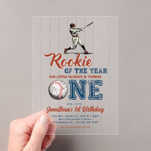 Invitations En Acrylique Recrue de l'année Baseball 1er anniversaire