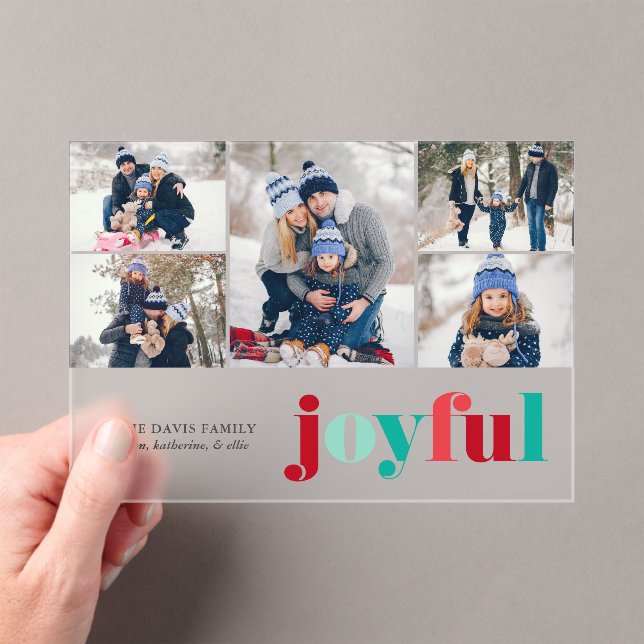 Invitations En Acrylique Red and Green "Joyful" Gallery of 5 Christmas (In situ (ordinateur de poche))